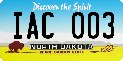 ND license plate IAC003