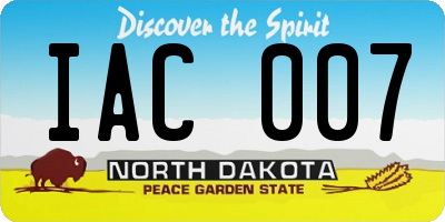 ND license plate IAC007