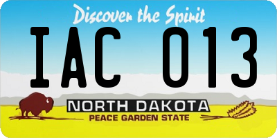 ND license plate IAC013