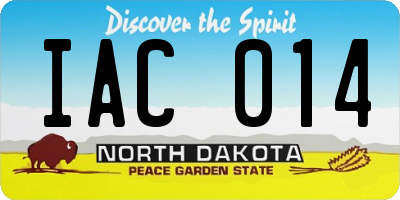ND license plate IAC014