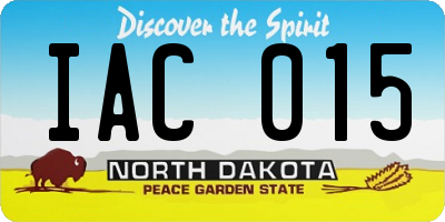 ND license plate IAC015