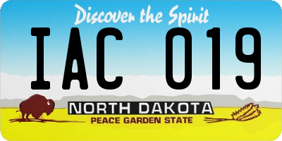 ND license plate IAC019