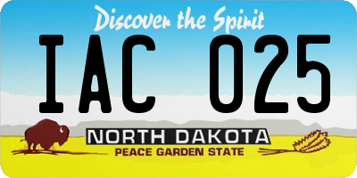 ND license plate IAC025