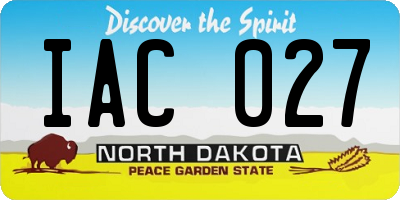 ND license plate IAC027