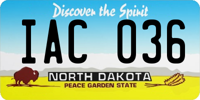 ND license plate IAC036
