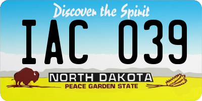ND license plate IAC039