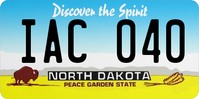 ND license plate IAC040