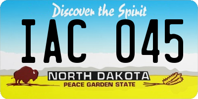 ND license plate IAC045
