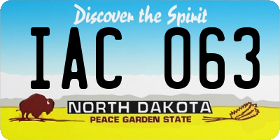 ND license plate IAC063