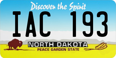 ND license plate IAC193