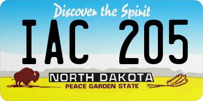ND license plate IAC205