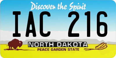 ND license plate IAC216