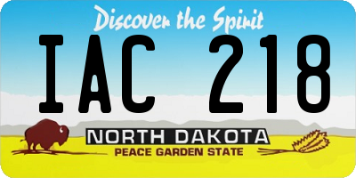 ND license plate IAC218
