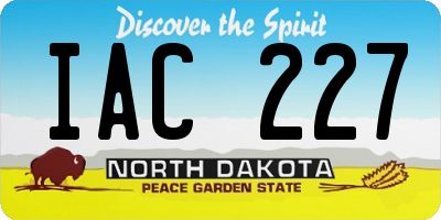 ND license plate IAC227