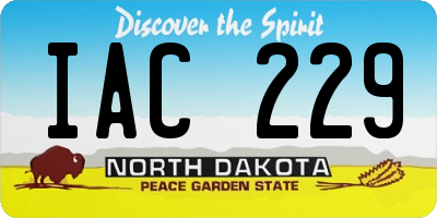 ND license plate IAC229