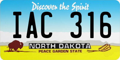 ND license plate IAC316