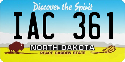 ND license plate IAC361
