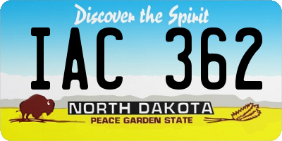 ND license plate IAC362