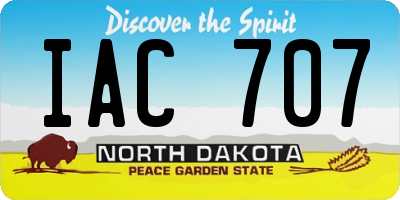 ND license plate IAC707