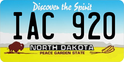 ND license plate IAC920
