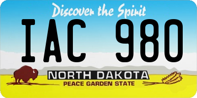ND license plate IAC980