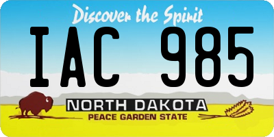 ND license plate IAC985