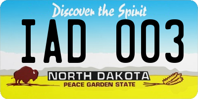 ND license plate IAD003