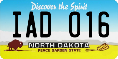 ND license plate IAD016