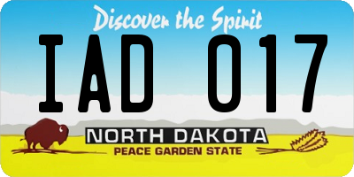 ND license plate IAD017