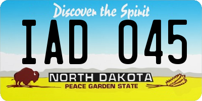 ND license plate IAD045