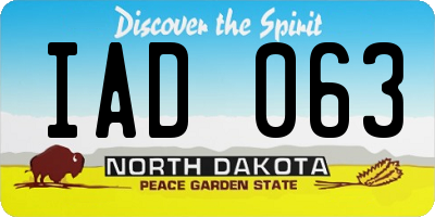 ND license plate IAD063