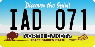 ND license plate IAD071