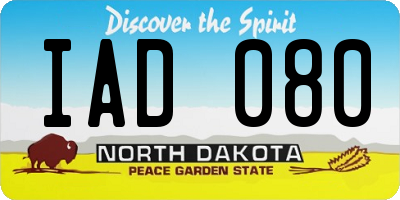ND license plate IAD080