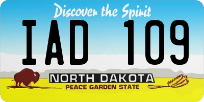 ND license plate IAD109