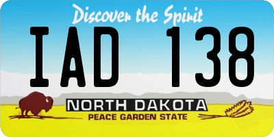 ND license plate IAD138