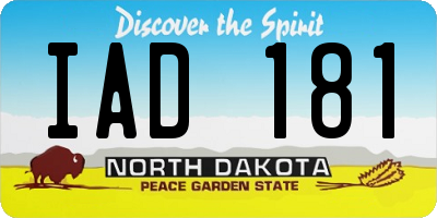 ND license plate IAD181