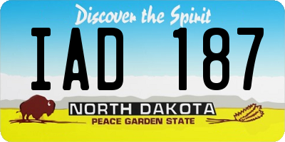 ND license plate IAD187