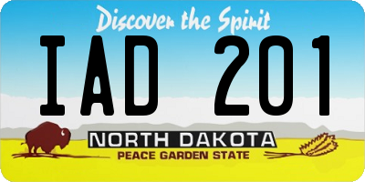 ND license plate IAD201