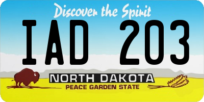 ND license plate IAD203