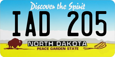ND license plate IAD205