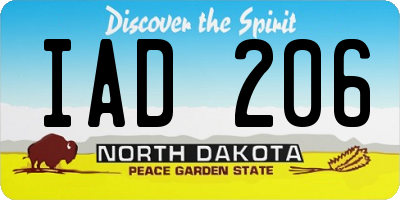 ND license plate IAD206