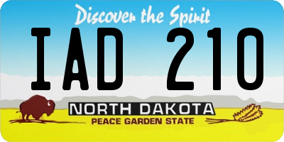 ND license plate IAD210