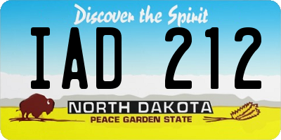 ND license plate IAD212