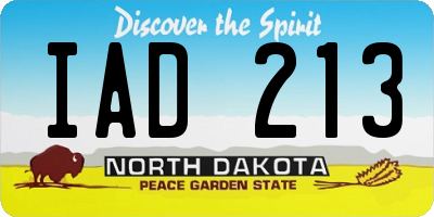 ND license plate IAD213