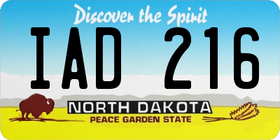 ND license plate IAD216
