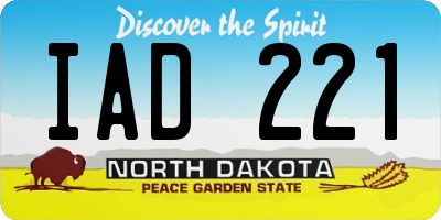 ND license plate IAD221