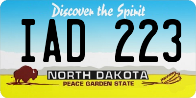 ND license plate IAD223