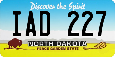 ND license plate IAD227