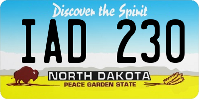 ND license plate IAD230