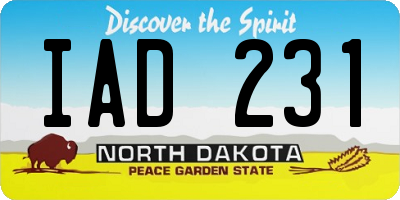 ND license plate IAD231